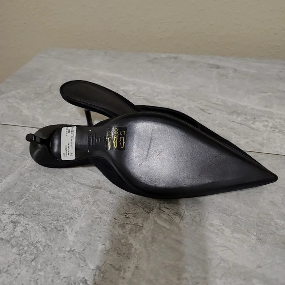 Schutz Julie Black Suede Pointed Toe Mule Heels Size 7 - Picture 10 of 10